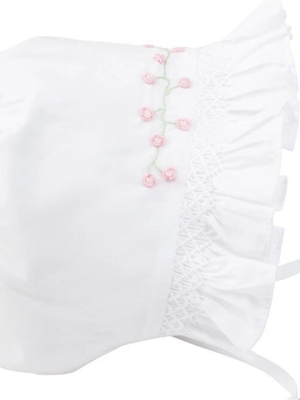 NWT Feltman Brothers White Pink Smocked Baby Bonnet 6 9 Months Girls Rose 6 9 M